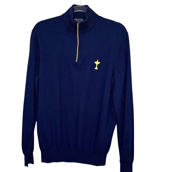 POLO Golf Ralph Lauren Men’s L 1/4 Zip Pullover Sweater Preppy Classic Navy Blue